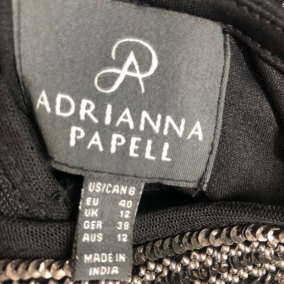 Adrianna Papell Cap Sleeve Beaded Gown Black sz8 - Picture 4 of 5